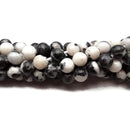 2.0mm Hole Black & White Zebra Jasper Smooth Round Beads 8mm 15.5" Strand