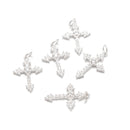 925 Sterling Silver Cross with Clear Cubic Zirconia Charm Pendant Size 12x20mm