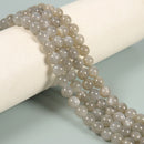 Light Gray Moonstone Smooth Round Beads Size 6mm 8mm 10mm 15.5'' Strand