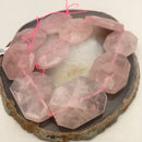 rose quartz rectangle slice faceted octagon beads
