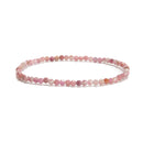 02-Natural Gemstone Faceted Round Beaded Elastic Bracelet 2mm 3mm 4mm 7.5'' Long
