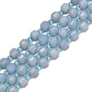 Angelite Prism Cut Double Point Faceted Round Beads Size 6mm 8mm 15.5'' Strand