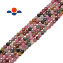 multi color tourmaline faceted flat beads