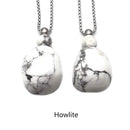 Natural Stone Essential Oil Necklace Off-Round Perfume Bottle & Silver Chain