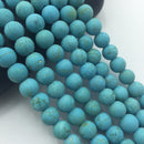 large hole blue turquoise beads matte round beads