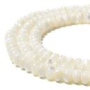 Iridescent White Mother of Pearl MOP Shell Rondelle Beads Size 3x4mm 4x6mm 15.5'' Strand
