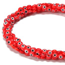 Red Evil Eye Glass Coin Discs Beads Size 6mm 8mm 10mm 15.5" Strand