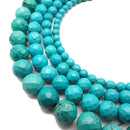 Green Blue Magnesite Turquoise Faceted Round Beads 6mm 8mm 10mm 12mm 15.5" Strand