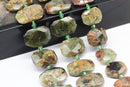 green garnet rectangle slice faceted octagon beads