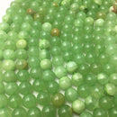 green flower jade smooth round beads 