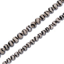 Black & White Wavy Tibetan Agate Faceted Round Beads 8mm 10mm 12mm 15.5" Strand