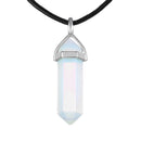 Opalite Pendulum Pendant Healing Point Size 40x8mm Silver Leather Cord