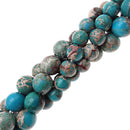 2.0mm Hole Blue Sea Sediment Jasper Smooth Round Beads 6mm 8mm 10mm 15.5" Strand