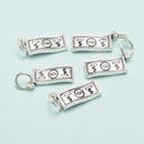 925 Sterling Silver 100 Dollars Design Charm Pendant Size 7x19mm 12x24mm