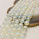 ab coated Crackled quartz crystal smooth round beads