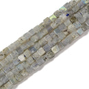 Natural White Labradorite Smooth Cube Beads Size 4mm 15.5'' Strand