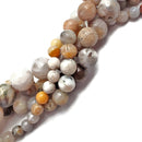 bamboo leaf agate smooth round beads