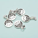 925 Sterling Silver Cat and Fish Charm Pendant Size 13x24mm 2Pcs Per Bag