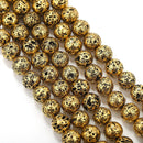 gold coated lava rock stone beads