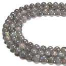 Light Gray Labradorite Smooth Round Beads Size 6mm 8mm 10mm 15.5'' Strand