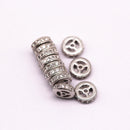 silver plated micro pave zircon flat wheel charm