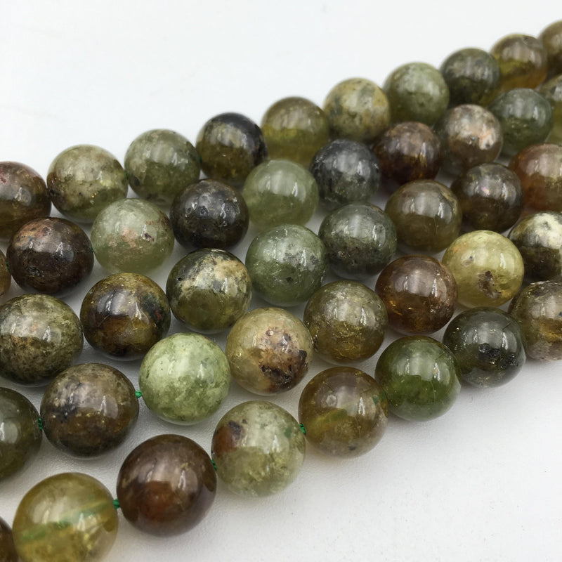 natural green garnet smooth round beads