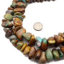 Genuine Brown Turquoise Pebble Nugget Chunk Beads Approx 10x20mm 15.5" Strand