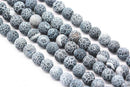 black fire agate Crackled matte round beads