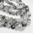 black tourmalinated quartz rectangle faceted octagon beads