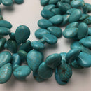 blue turquoise smooth flat teardrop shape beads