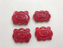 red bamboo coral hand carved flower pendant