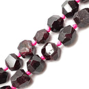 Natural Red Garnet Faceted Nugget Chunk Beads Approx 12x15mm 15.5" Strand