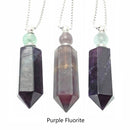 Natural Stone Essential Oil Necklace Perfume Bottle Faceted Points & Silver Chain