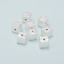 925 Sterling Silver Cube Beads Size 7.4mm 2pcs per Bag