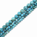 Nice Genuine Blue Turquoise Smooth Round Beads Size 4.5mm to 9.3mm 15.5'' Strand