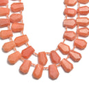 peach calcite faceted trapezoid shape beads