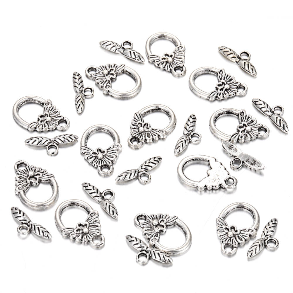 Alloy Silver Charm Clasp Round Size 10mm 24 Clasps Per Bag