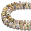 Dendritic White Opal Faceted Rondelle Wheel Beads 6x10mm 6x12mm 6x14mm 15.5" Strand