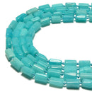 Natural Amazonite Matte Faceted Cylinder Tube Beads 7x10 mm 15.5" Strand