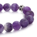 amethyst bracelet silver skull matte round