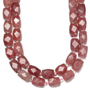 Strawberry Quartz Faceted Rectangle Cylinder Drum Barrel Beads 12x16mm 15.5''Str