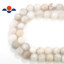 white agate faceted round beads