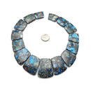 Blue/Green/Red/Purple Impression Jasper Graduated Trapezoid Slab Beads 15.5"Strd
