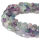 Multi Color Fluorite Heart Shape Beads Size 8mm 10mm 12mm 15.5'' Strand