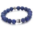 lapis lazuli bracelet matte round Alloy silver alloy skull