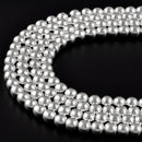 metallic silver hematite smooth round