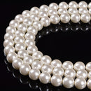 White Shell Pearl Smooth Round Beads 3mm 4mm 6mm 8mm 10mm 12mm 15.5" Strand