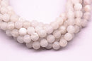 white fire agate Crackled matte round beads 