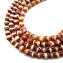 Red Antique Tibetan Dzi Agate Barrel Drum Beads 8x9mm 9x12mm 15.5" Strand