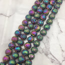 rainbow coated lava rock stone beads